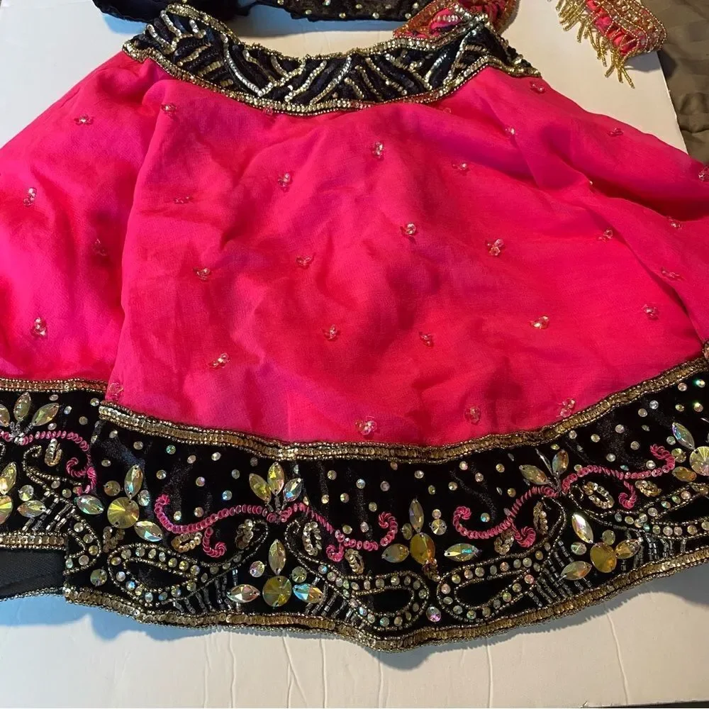 Glamour solo custom dance costume black hot pink Indian Bollywood hot pink LC